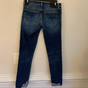 R13 Kate Skinny uneven hem raw denim jeans size 25